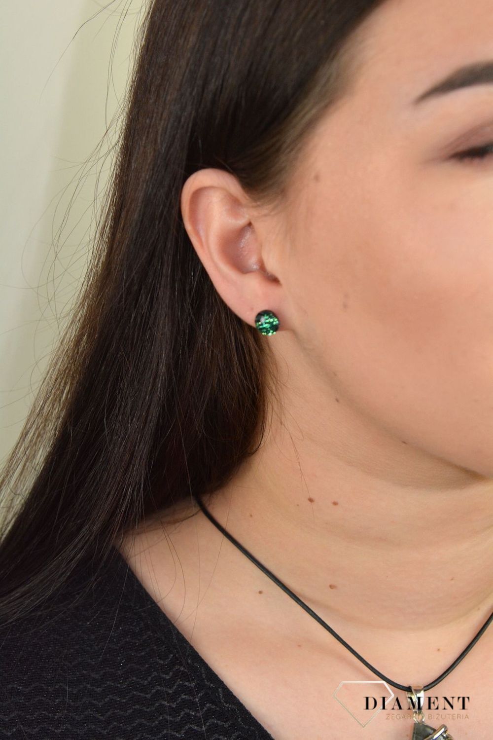 Srebrne kolczyki szkło weneckie 'Zielony blask' Murano 47.jpg